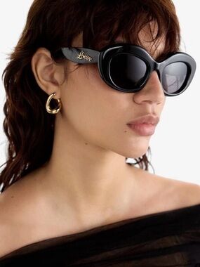 Loewe Black Sculpted Round-Edge Sunglasses with Gold Logo